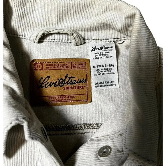 Levi Strauss Signature Beige Corduroy Snap Popper Button Up Jacket Size Small - Picture 3 of 8